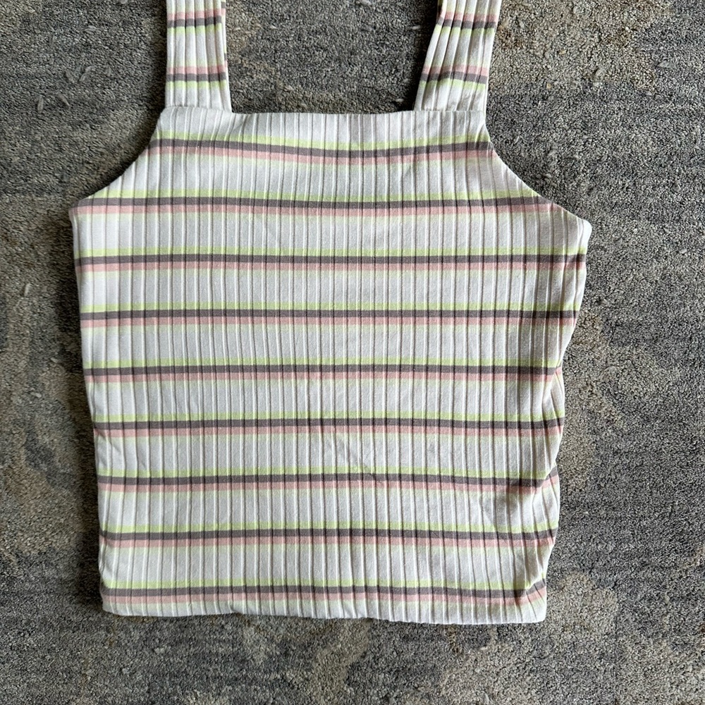 SO White Ribbed Fitted Crop Tank Top